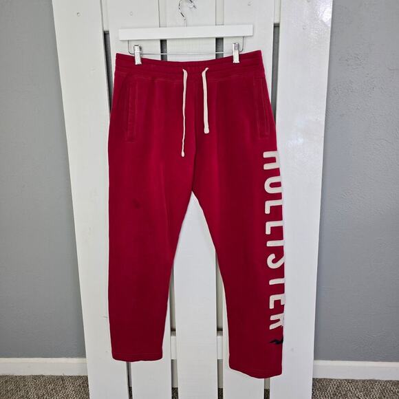 Hollister Women's Spellout Pull On Red Tapered Sweatpants Medium Lounge Y2K‎ - Picture 2 of 11
